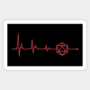 Polyhedral D20 Dice Heartbeat TRPG Tabletop RPG Gaming Addict Sticker